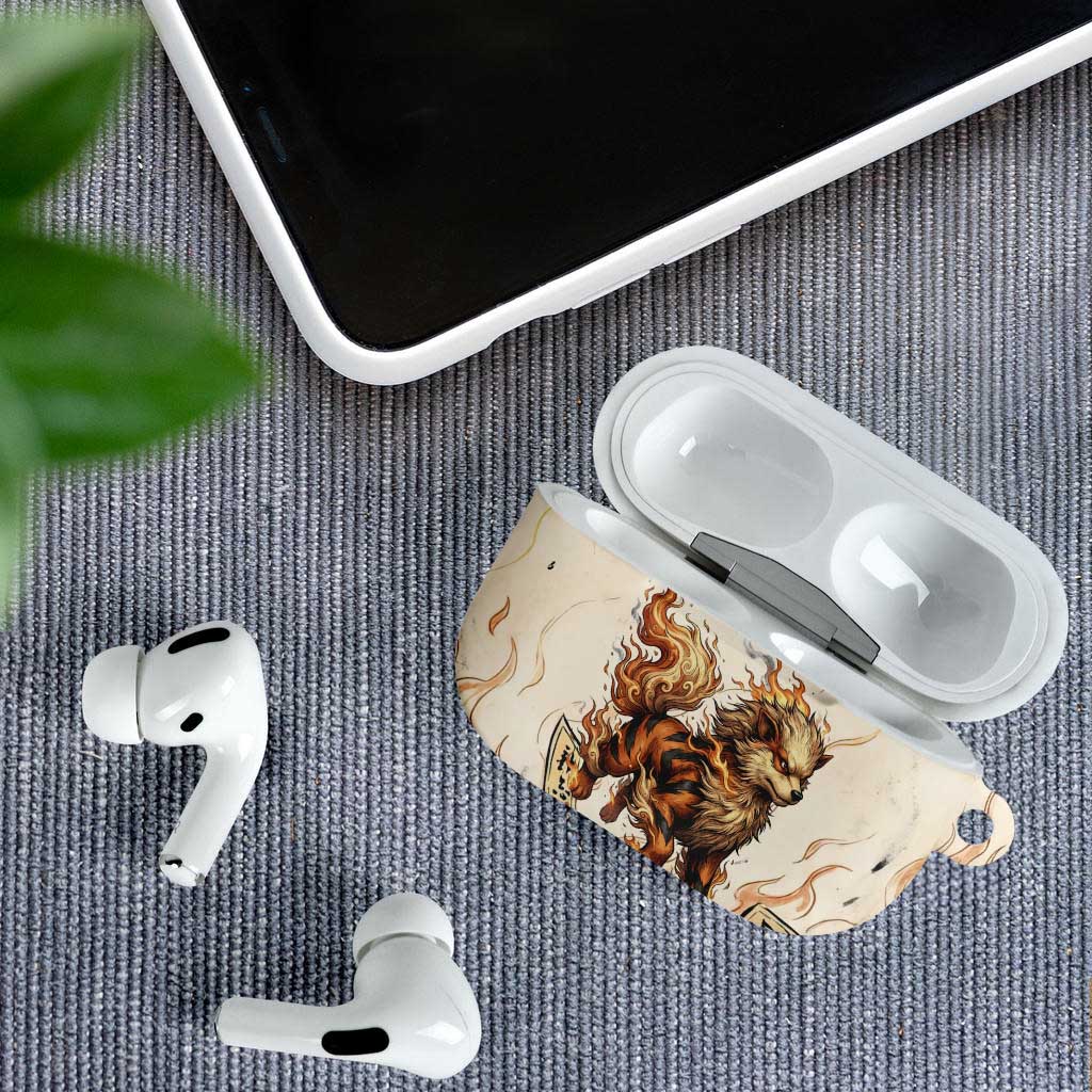 Arcanine AirPods Case Japanese Spell Tag Fire Art