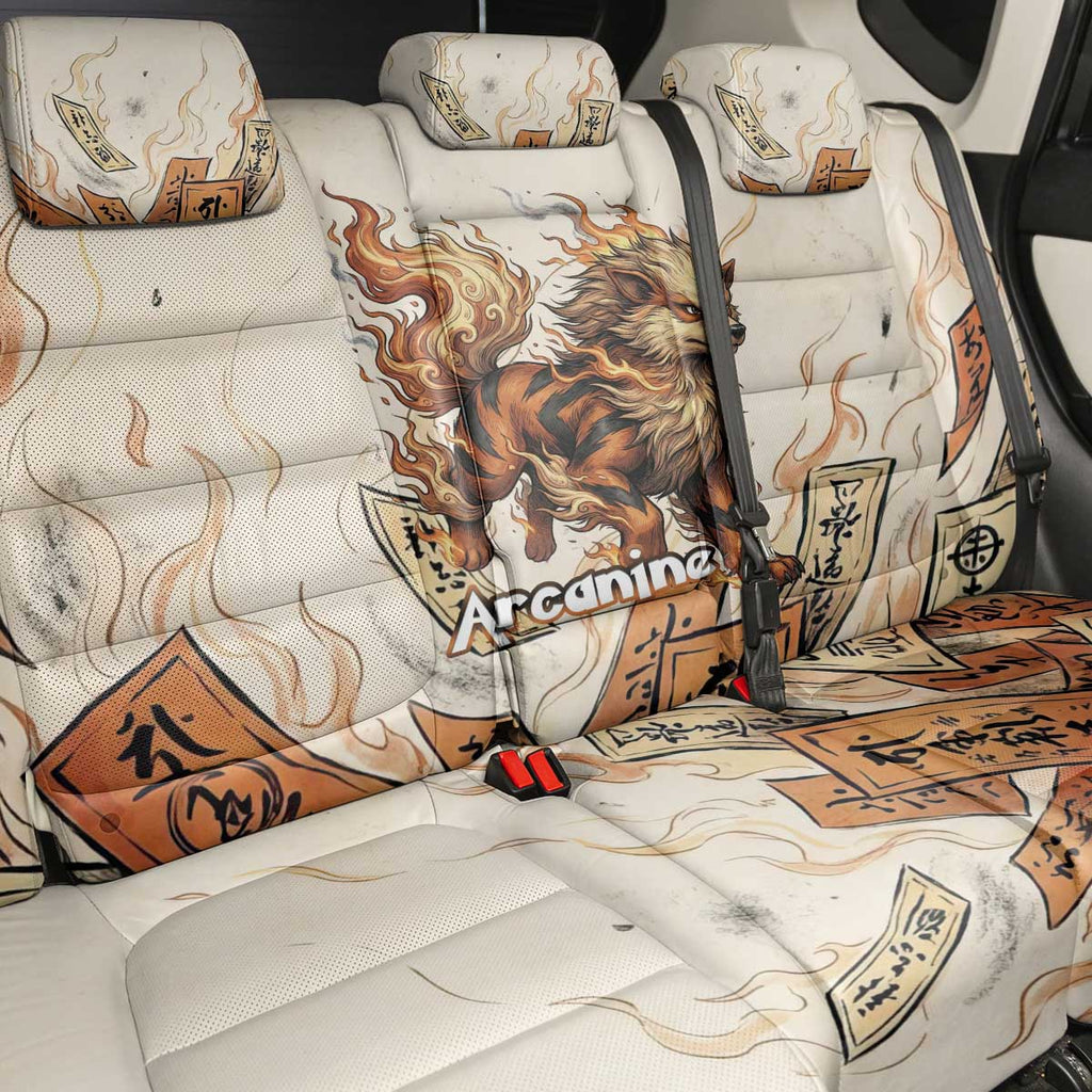 Arcanine Back Car Seat Cover Japanese Spell Tag Fire Art