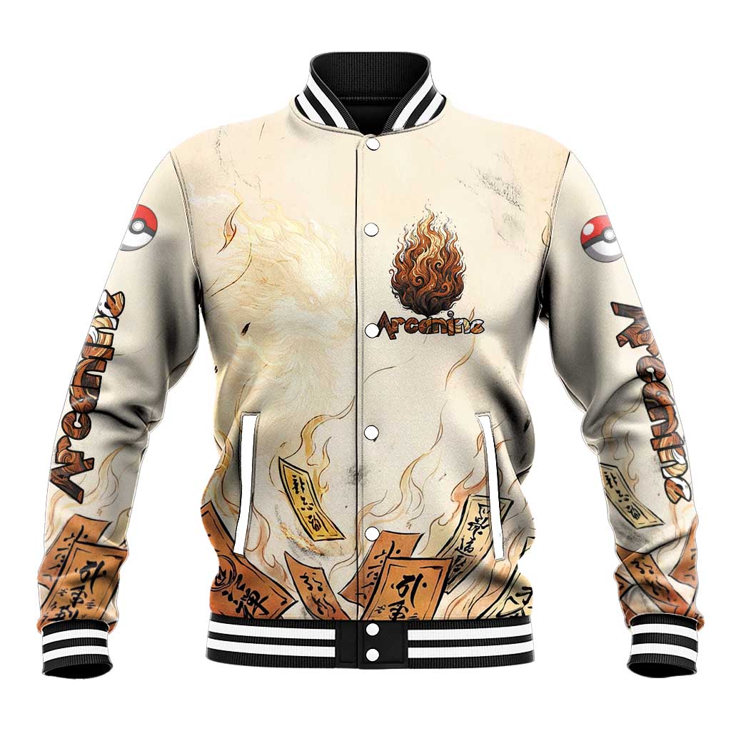 Arcanine Baseball Jacket Japanese Spell Tag Fire Art