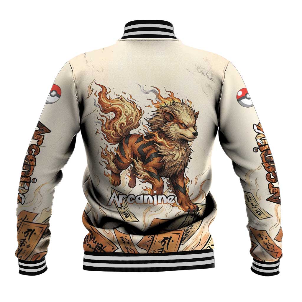 Arcanine Baseball Jacket Japanese Spell Tag Fire Art