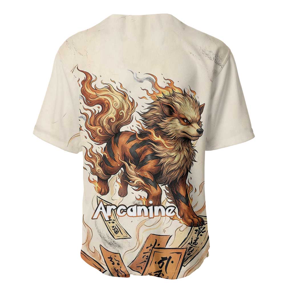 Arcanine Baseball Jersey Japanese Spell Tag Fire Art