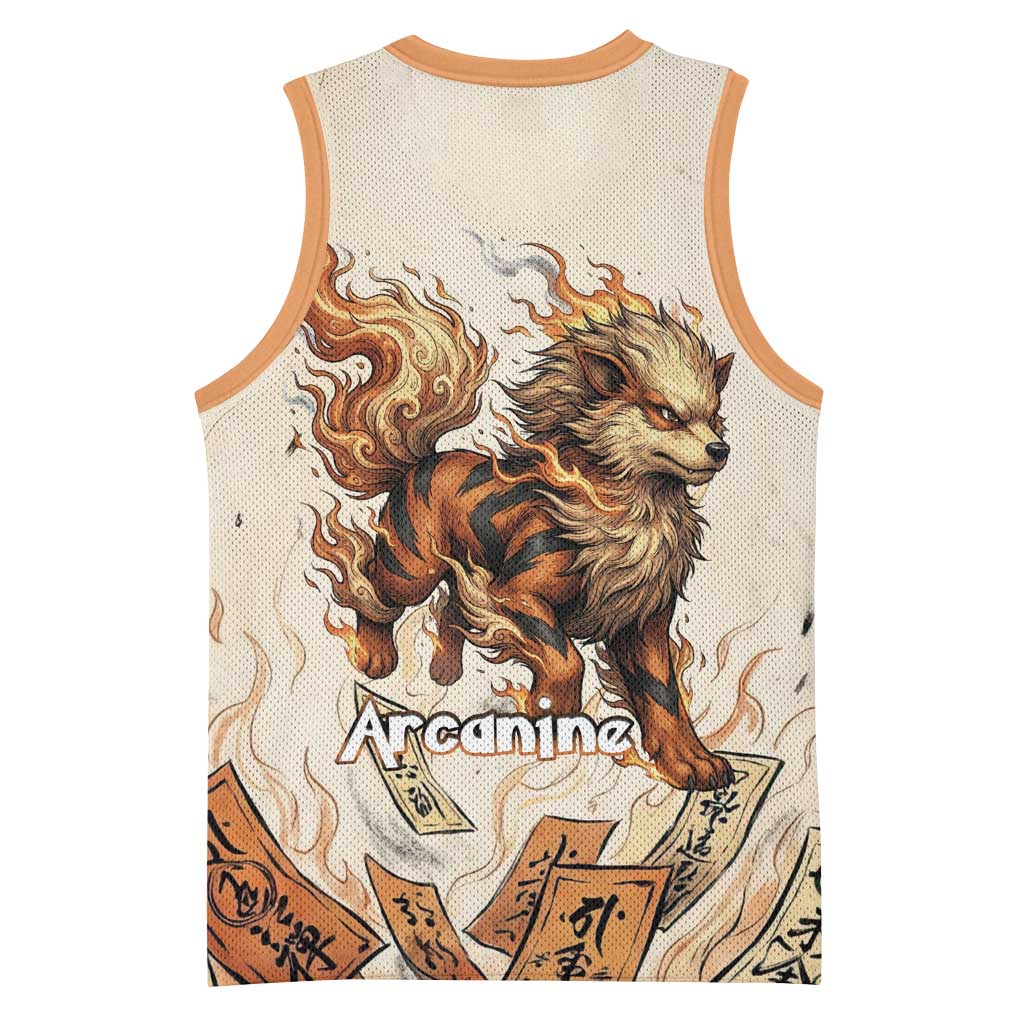 Arcanine Basketball Jersey Japanese Spell Tag Fire Art