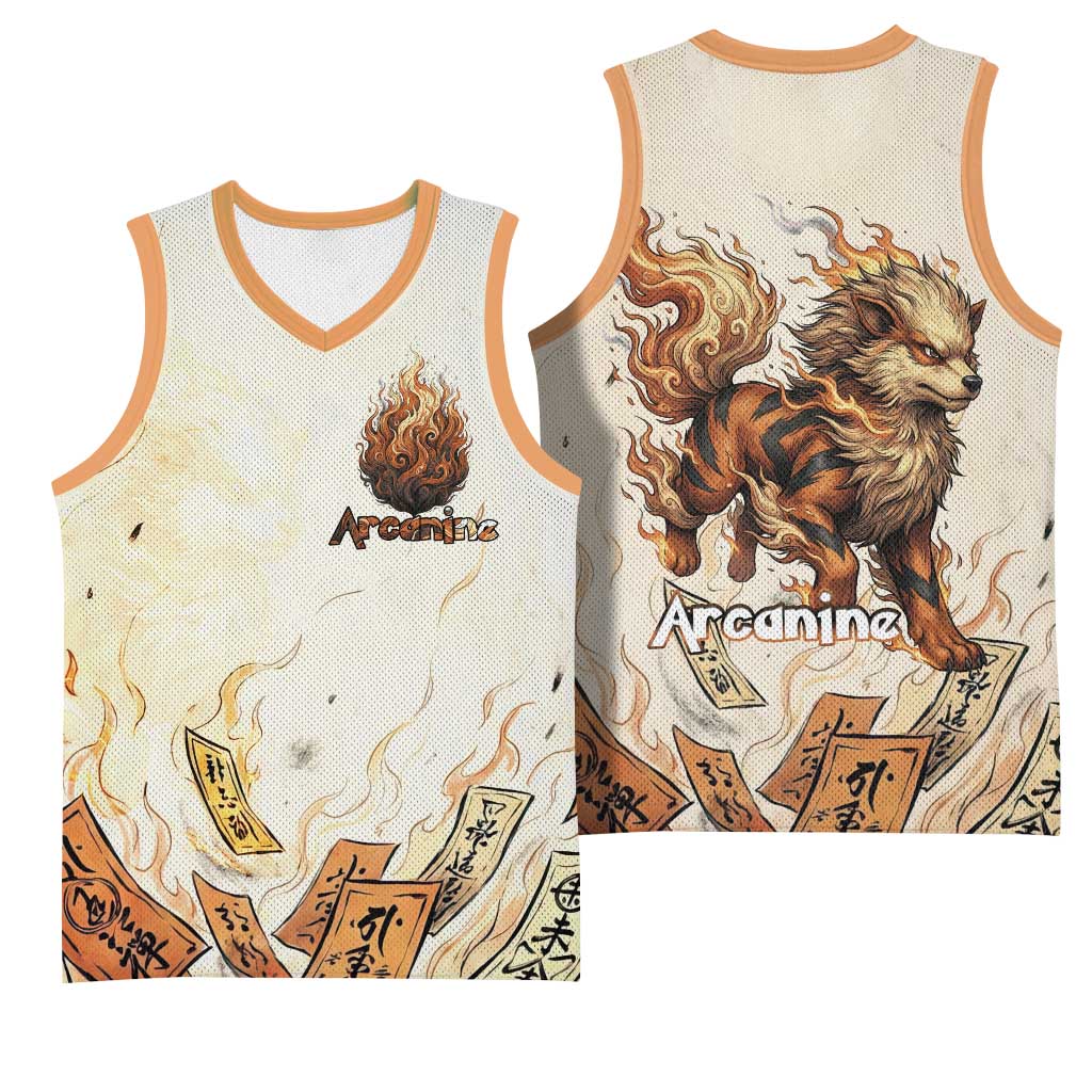 Arcanine Basketball Jersey Japanese Spell Tag Fire Art