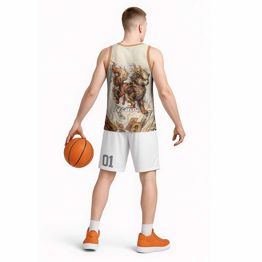 Arcanine Basketball Jersey Japanese Spell Tag Fire Art