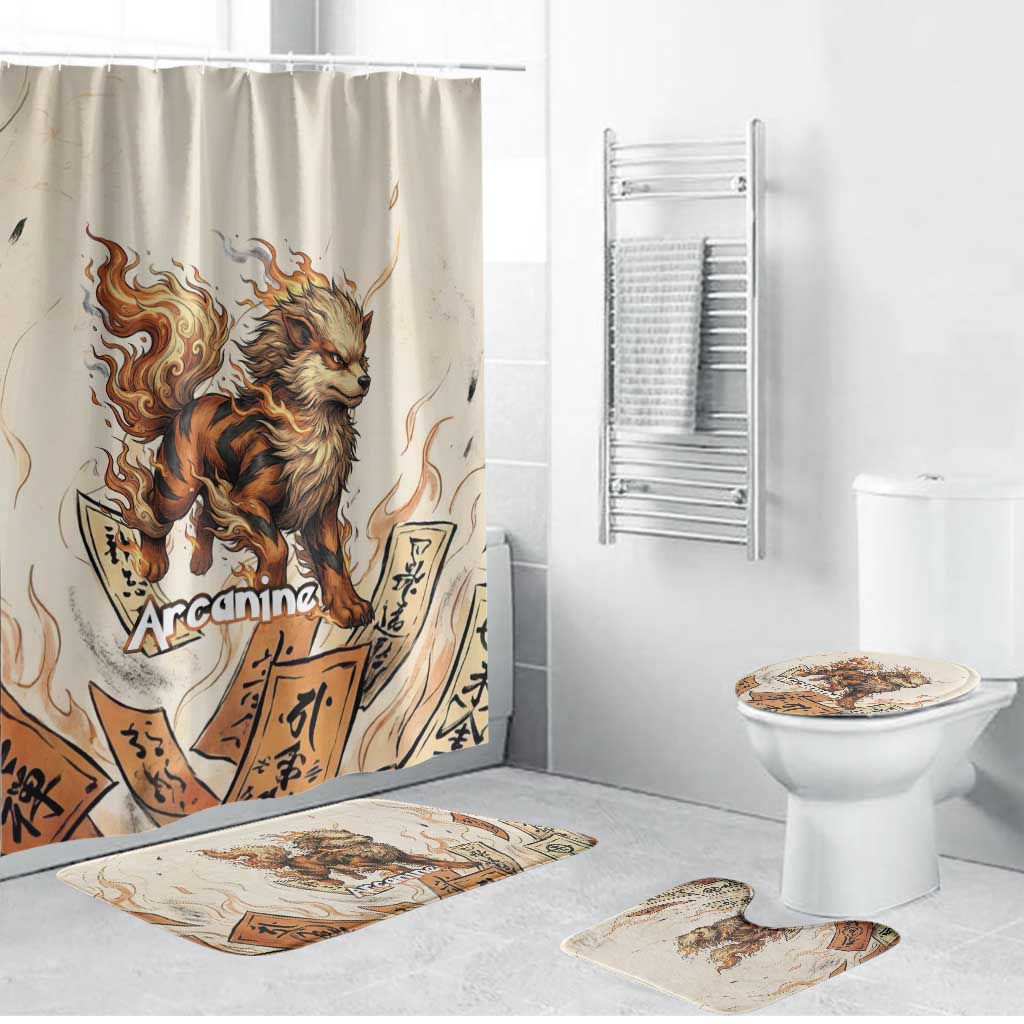 Arcanine Bathroom Set Japanese Spell Tag Fire Art