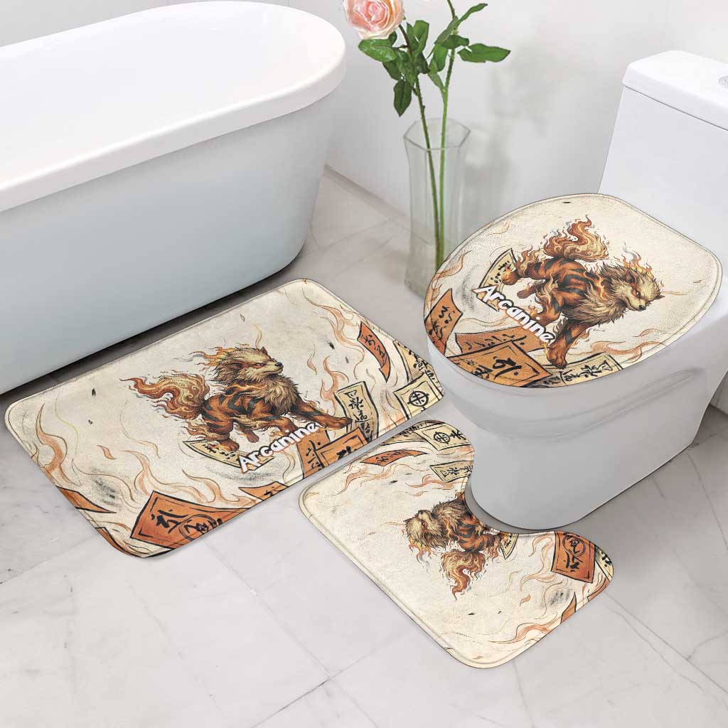 Arcanine Bathroom Set Japanese Spell Tag Fire Art