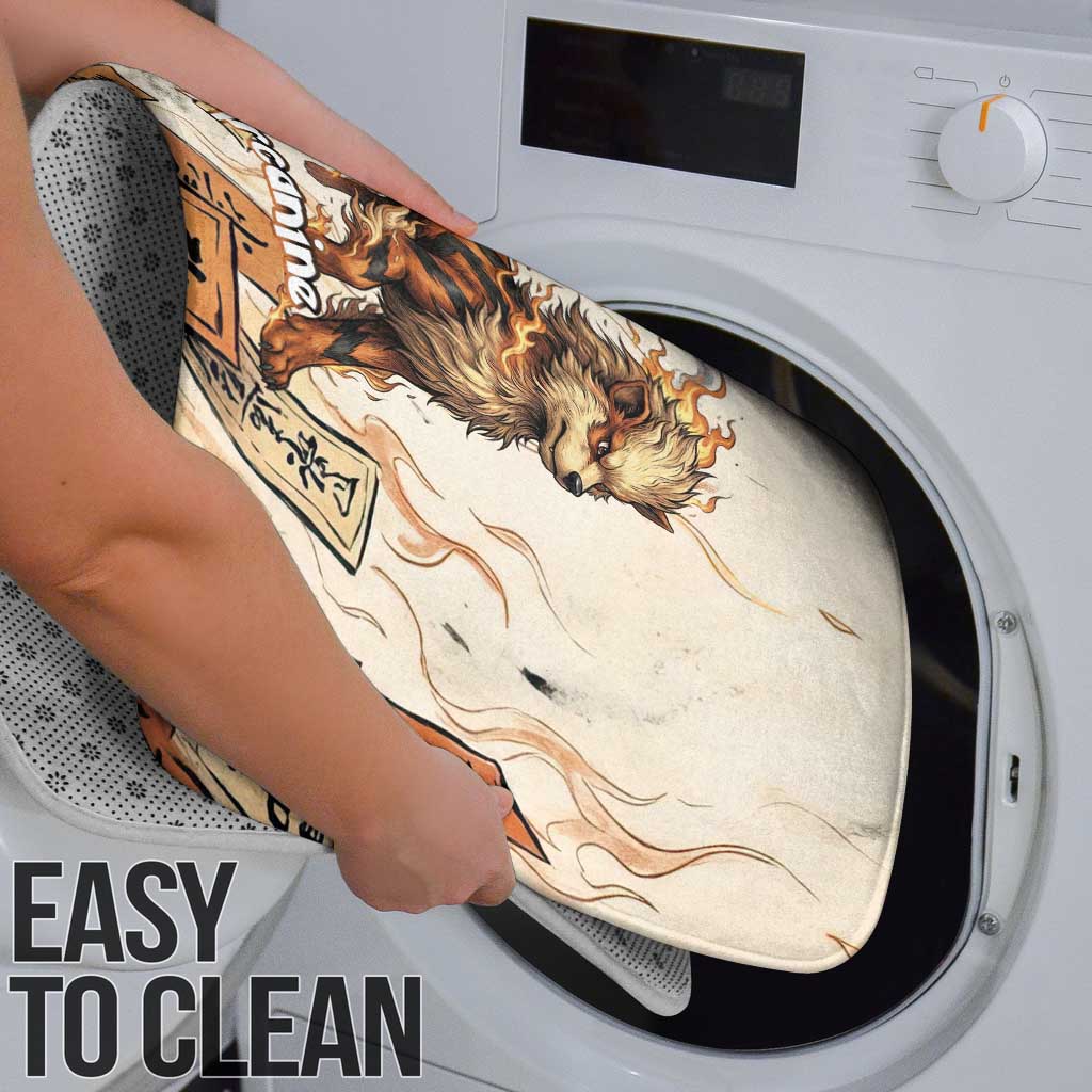 Arcanine Bathroom Set Japanese Spell Tag Fire Art