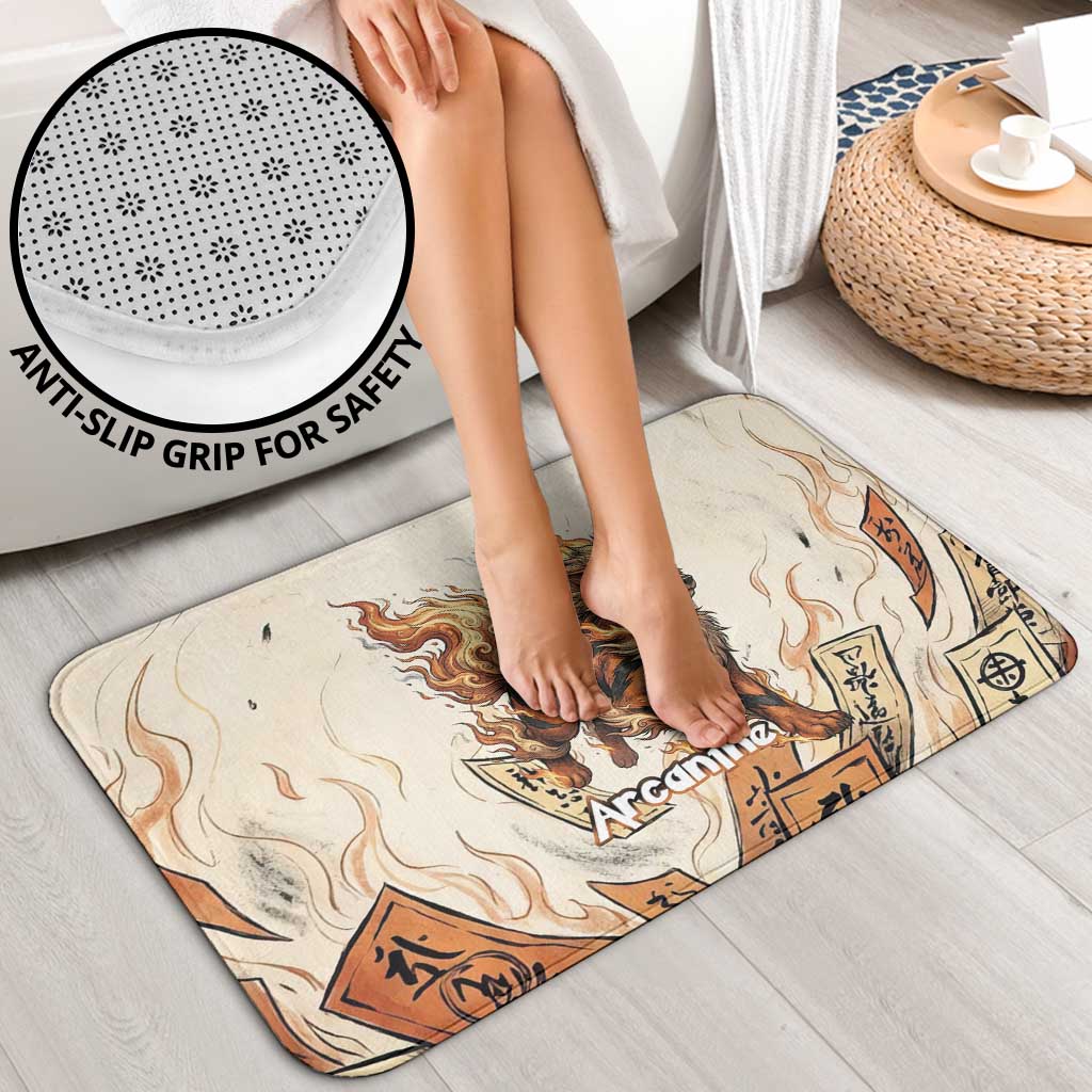 Arcanine Bathroom Set Japanese Spell Tag Fire Art