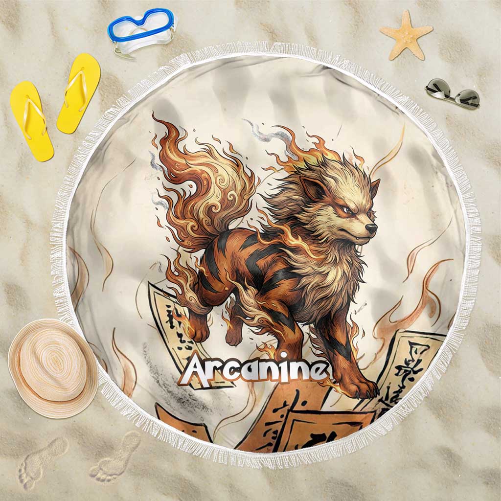 Arcanine Beach Blanket Japanese Spell Tag Fire Art