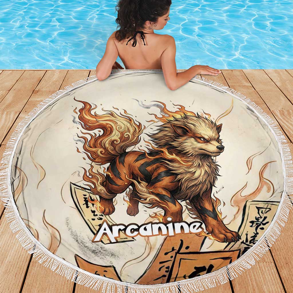 Arcanine Beach Blanket Japanese Spell Tag Fire Art
