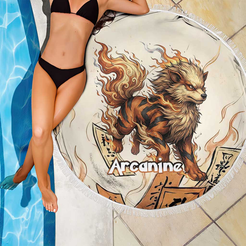 Arcanine Beach Blanket Japanese Spell Tag Fire Art