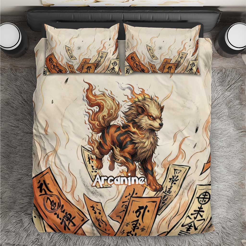 Arcanine Bedding Set Japanese Spell Tag Fire Art