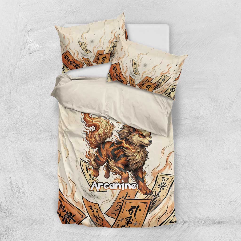Arcanine Bedding Set Japanese Spell Tag Fire Art