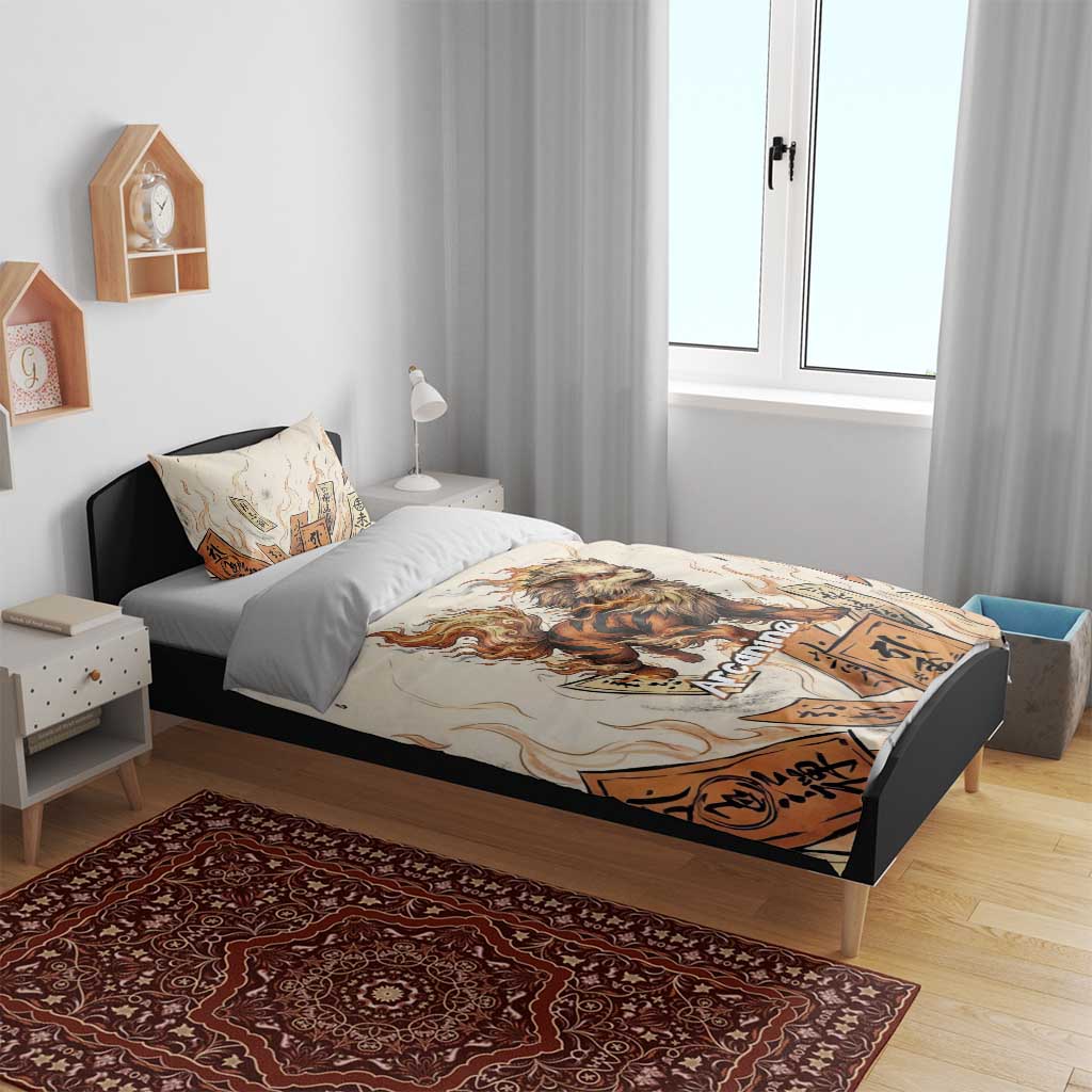 Arcanine Bedding Set Japanese Spell Tag Fire Art
