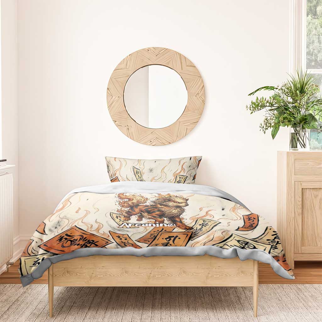 Arcanine Bedding Set Japanese Spell Tag Fire Art