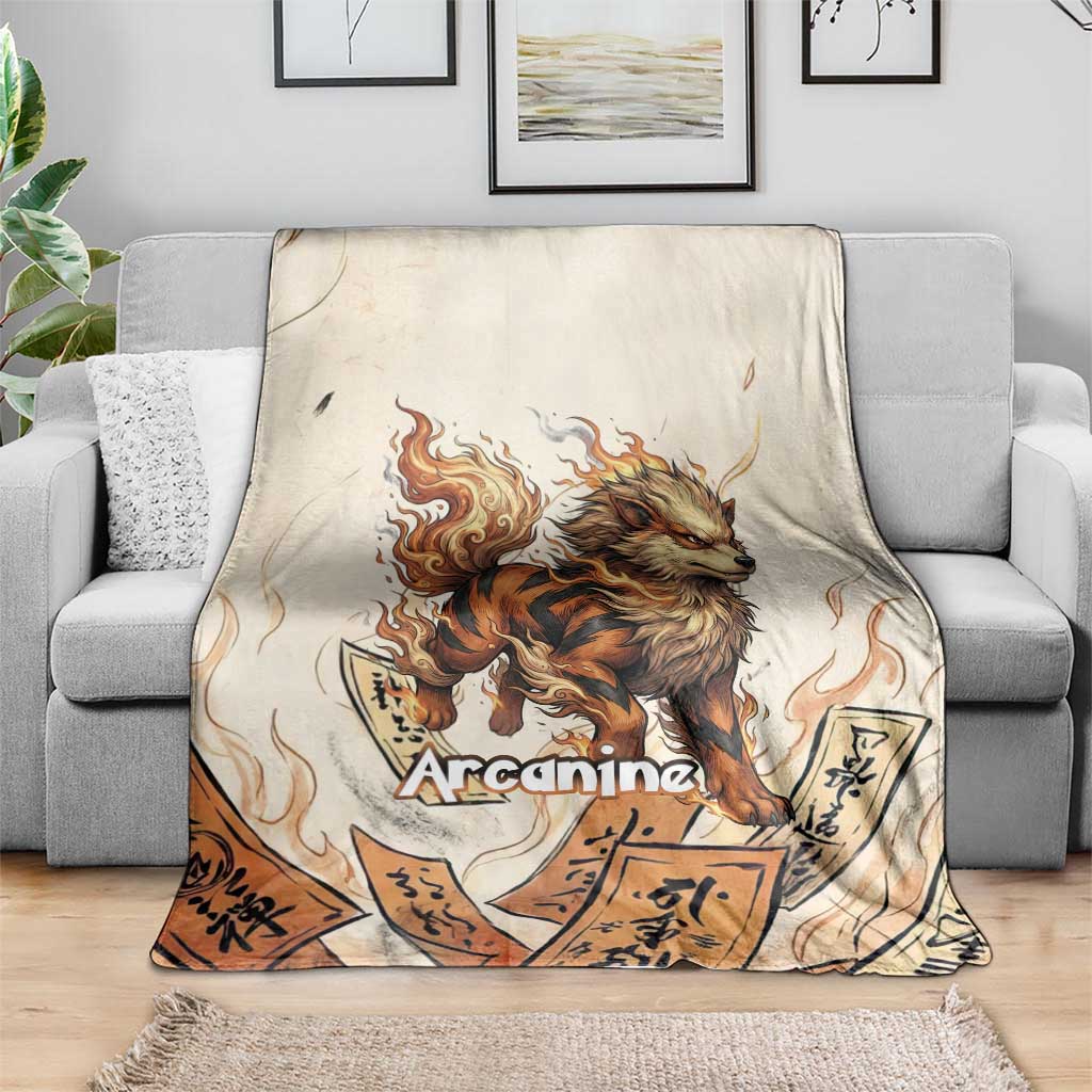 Arcanine Blanket Japanese Spell Tag Fire Art