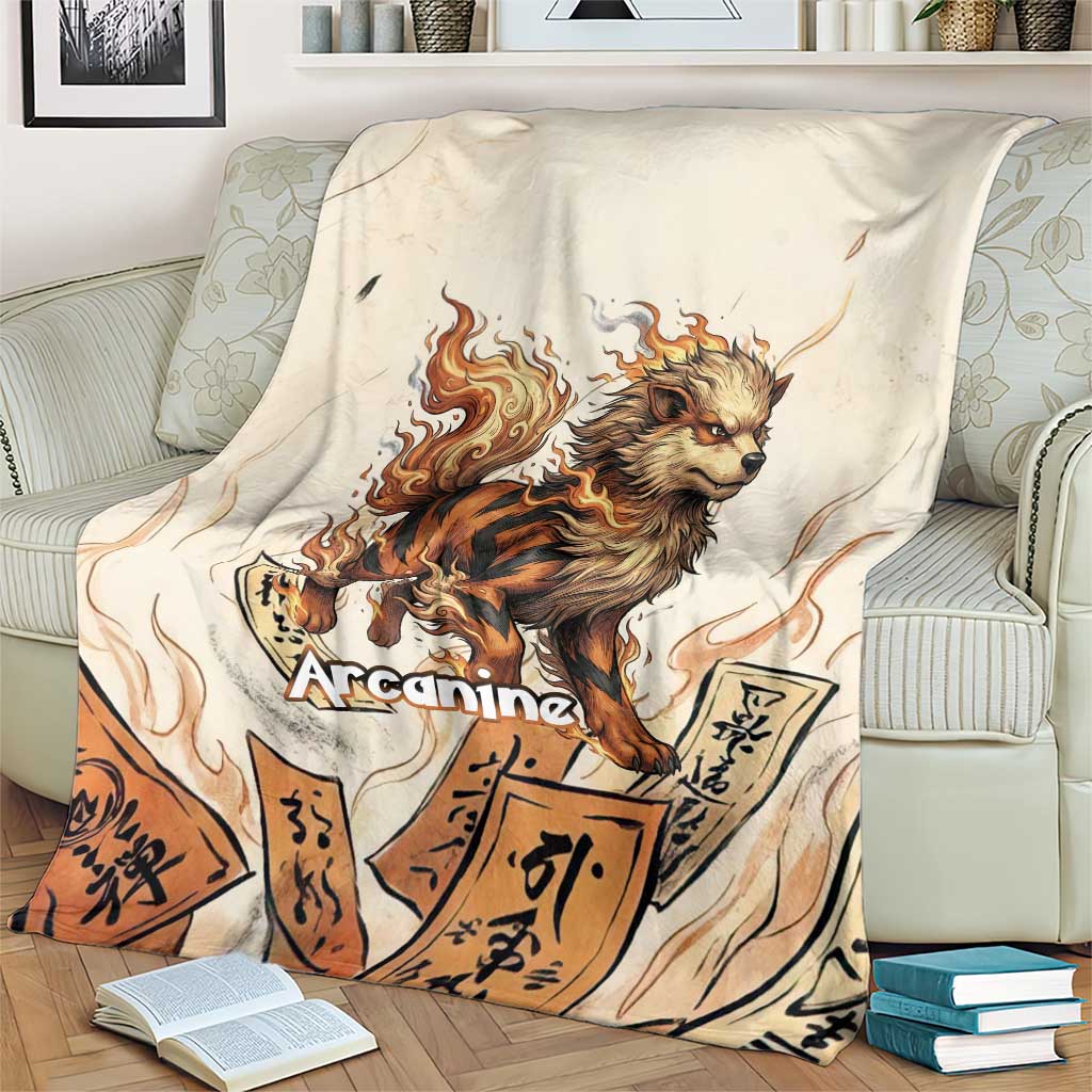 Arcanine Blanket Japanese Spell Tag Fire Art
