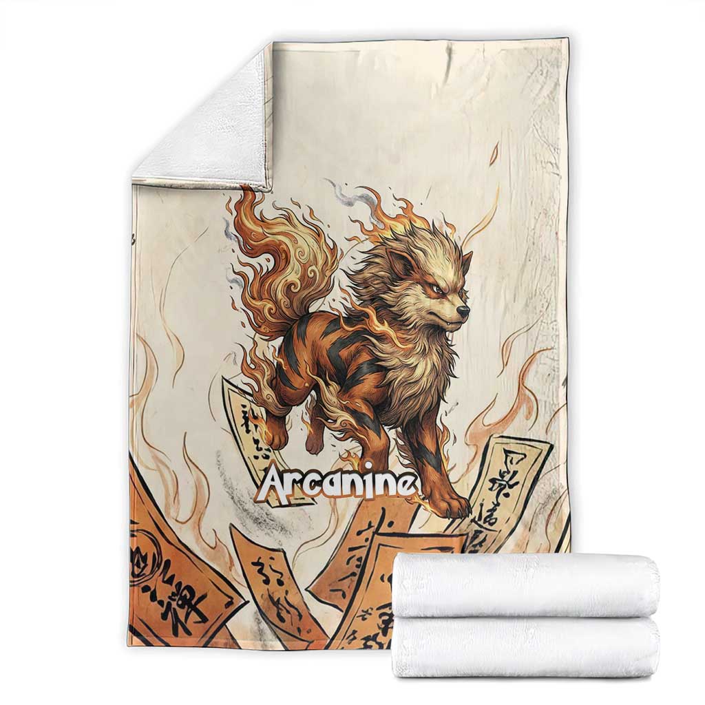 Arcanine Blanket Japanese Spell Tag Fire Art