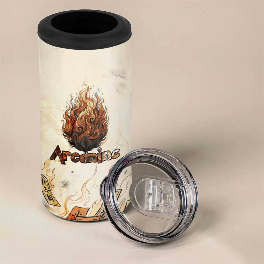 Arcanine 4 in 1 Can Cooler Tumbler Japanese Spell Tag Fire Art
