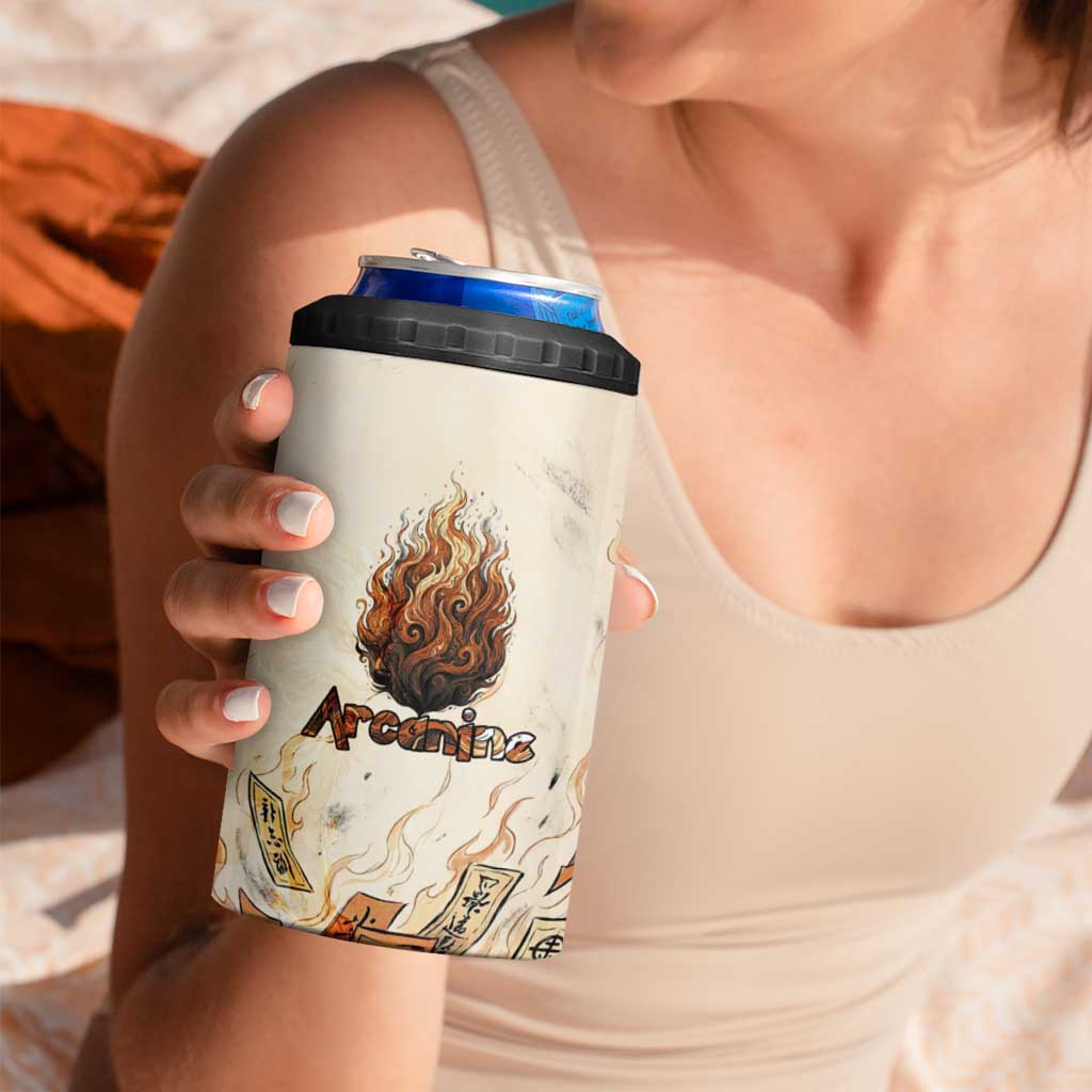 Arcanine 4 in 1 Can Cooler Tumbler Japanese Spell Tag Fire Art