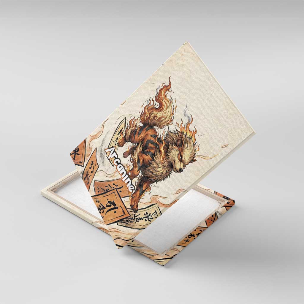 Arcanine Canvas Wall Art Japanese Spell Tag Fire Art