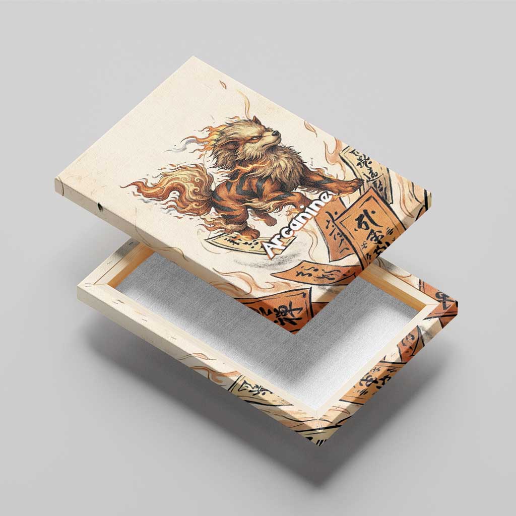 Arcanine Canvas Wall Art Japanese Spell Tag Fire Art