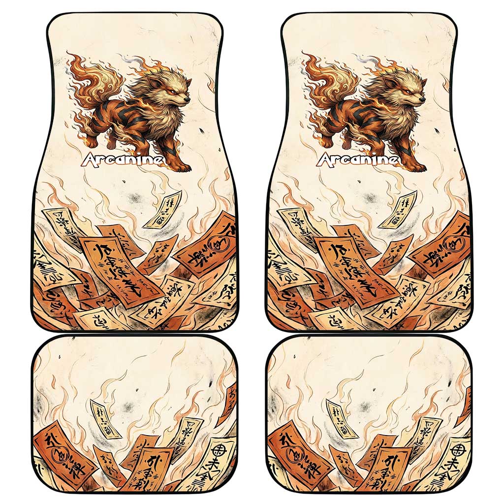 Arcanine Car Mats Japanese Spell Tag Fire Art