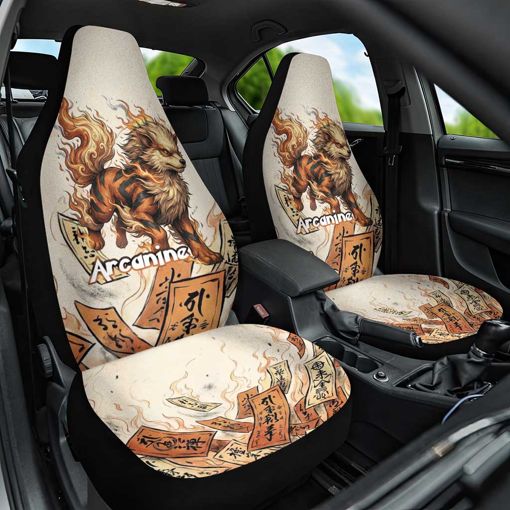 Arcanine Car Seat Cover Japanese Spell Tag Fire Art