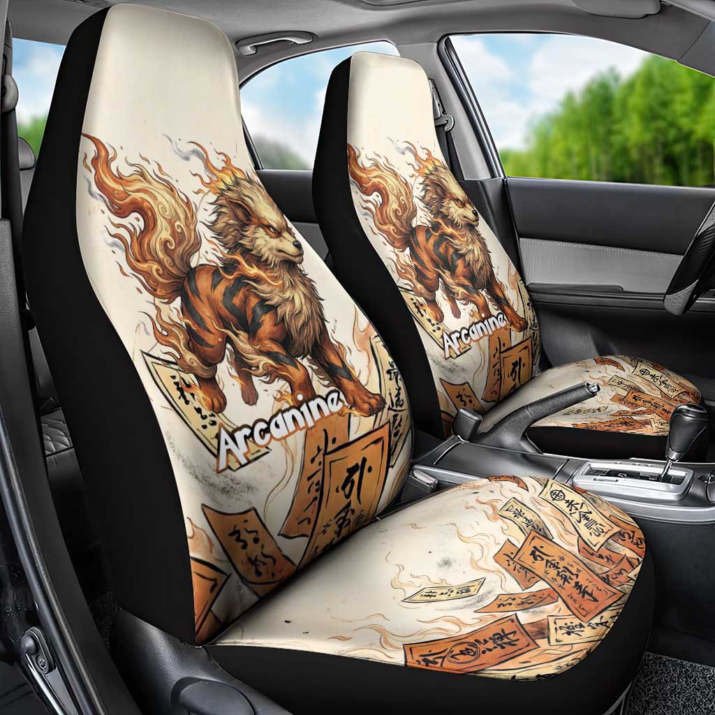 Arcanine Car Seat Cover Japanese Spell Tag Fire Art