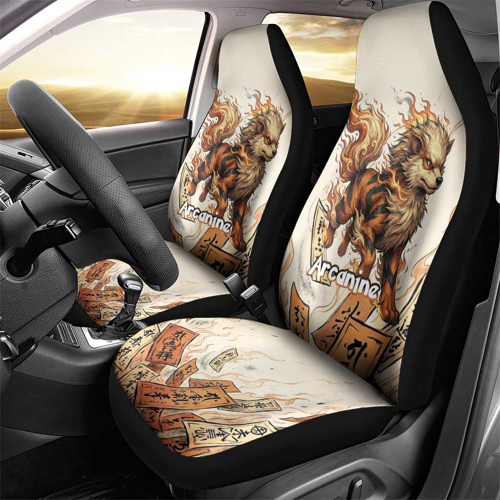 Arcanine Car Seat Cover Japanese Spell Tag Fire Art