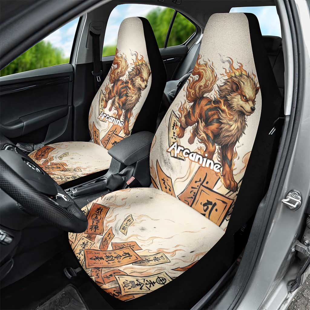 Arcanine Car Seat Cover Japanese Spell Tag Fire Art
