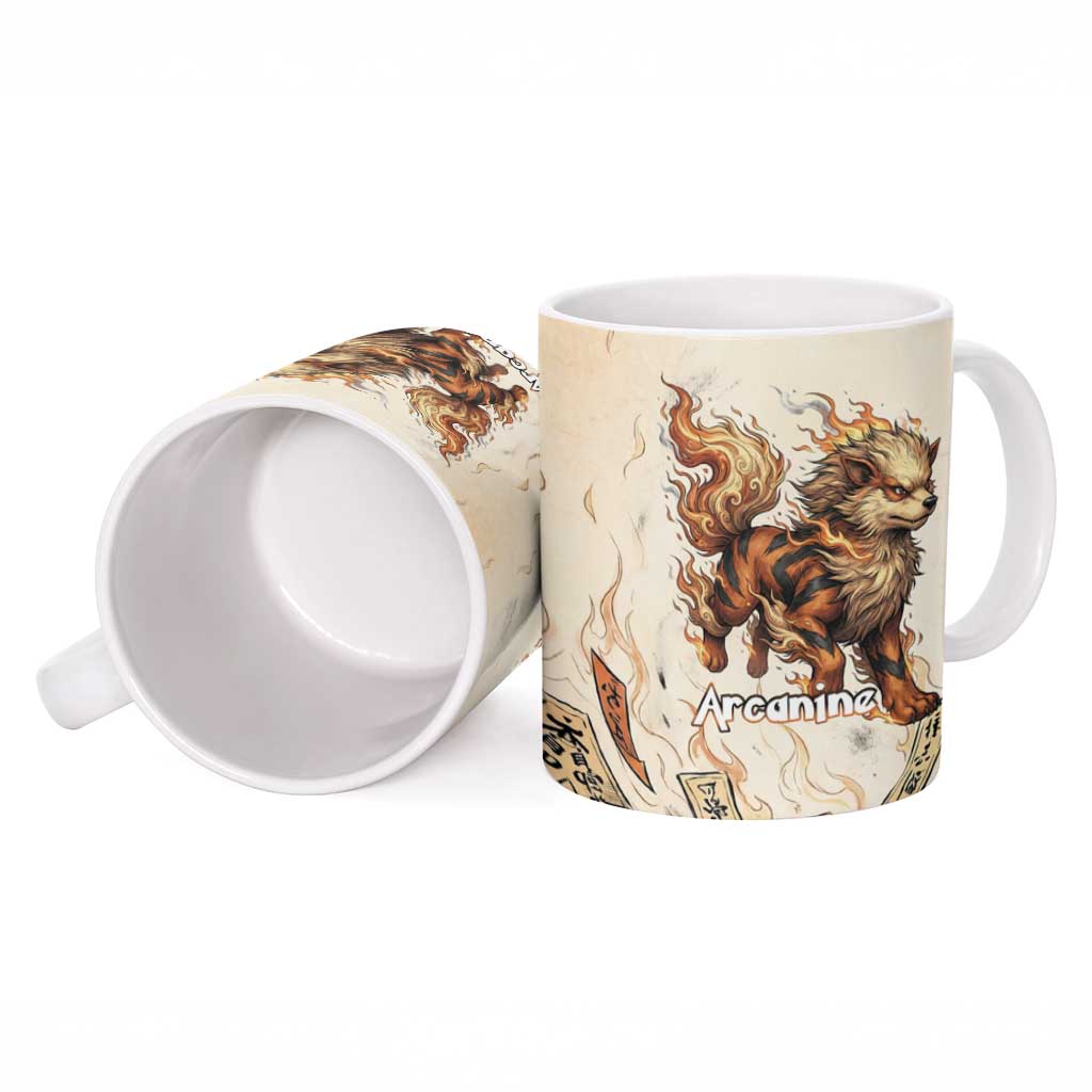 Arcanine Ceramic Mug Japanese Spell Tag Fire Art