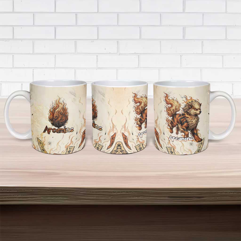 Arcanine Ceramic Mug Japanese Spell Tag Fire Art