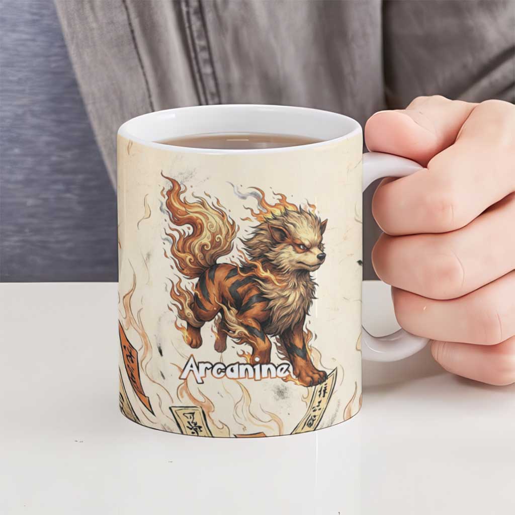 Arcanine Ceramic Mug Japanese Spell Tag Fire Art