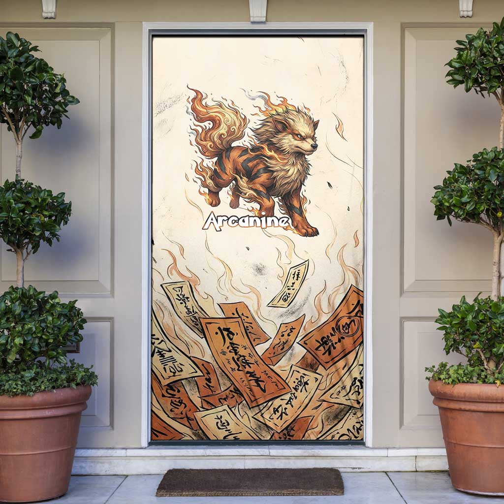 Arcanine Door Cover Japanese Spell Tag Fire Art