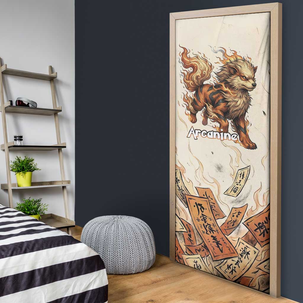 Arcanine Door Cover Japanese Spell Tag Fire Art