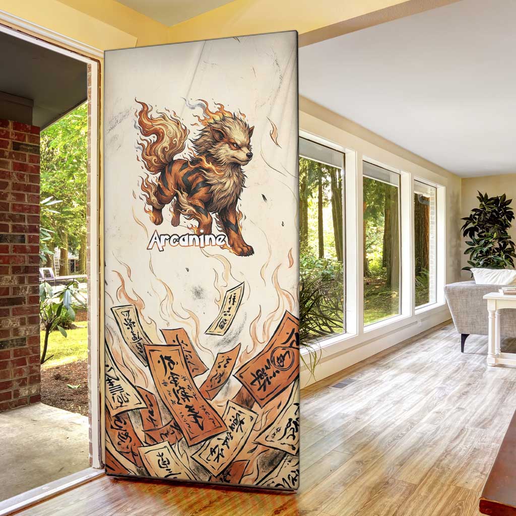 Arcanine Door Cover Japanese Spell Tag Fire Art