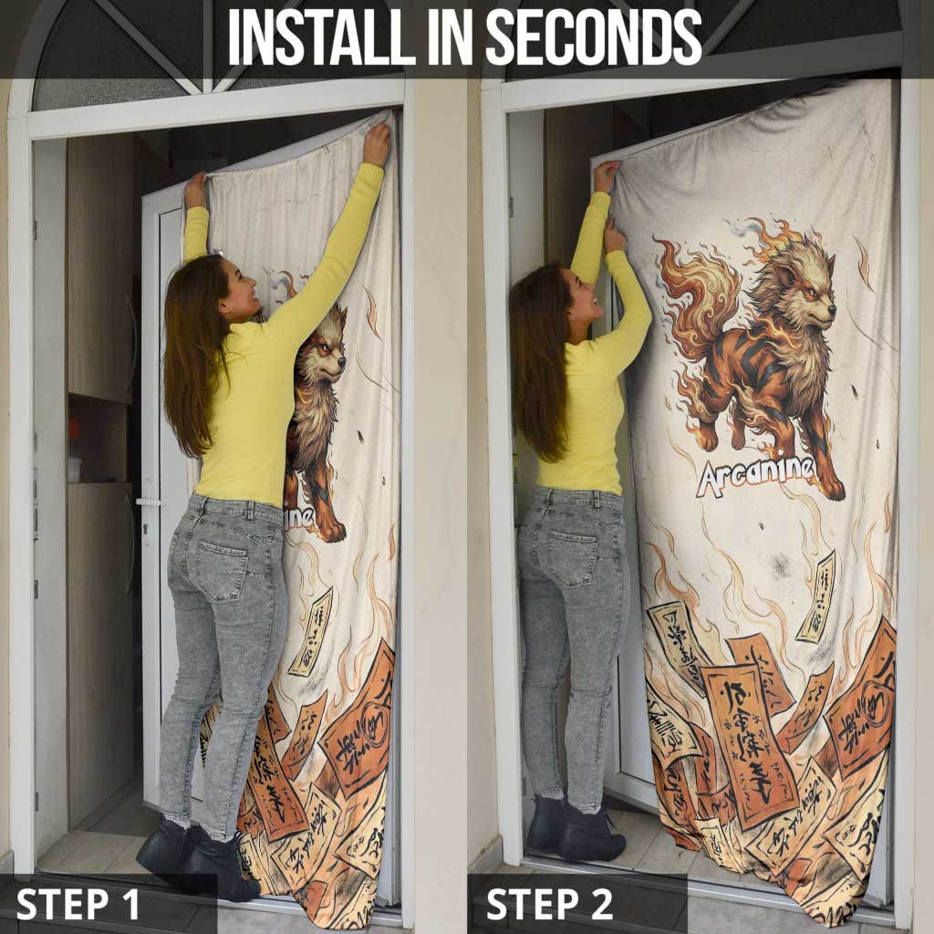 Arcanine Door Cover Japanese Spell Tag Fire Art