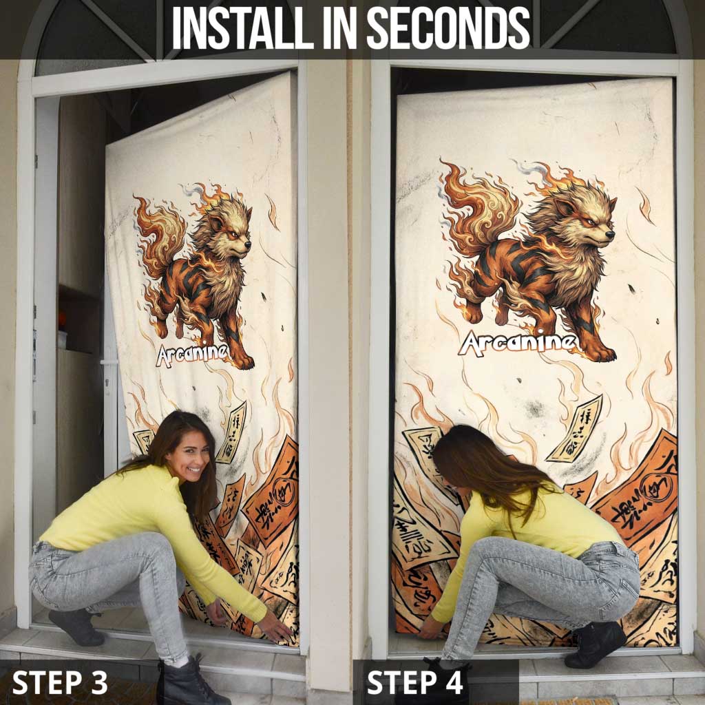 Arcanine Door Cover Japanese Spell Tag Fire Art