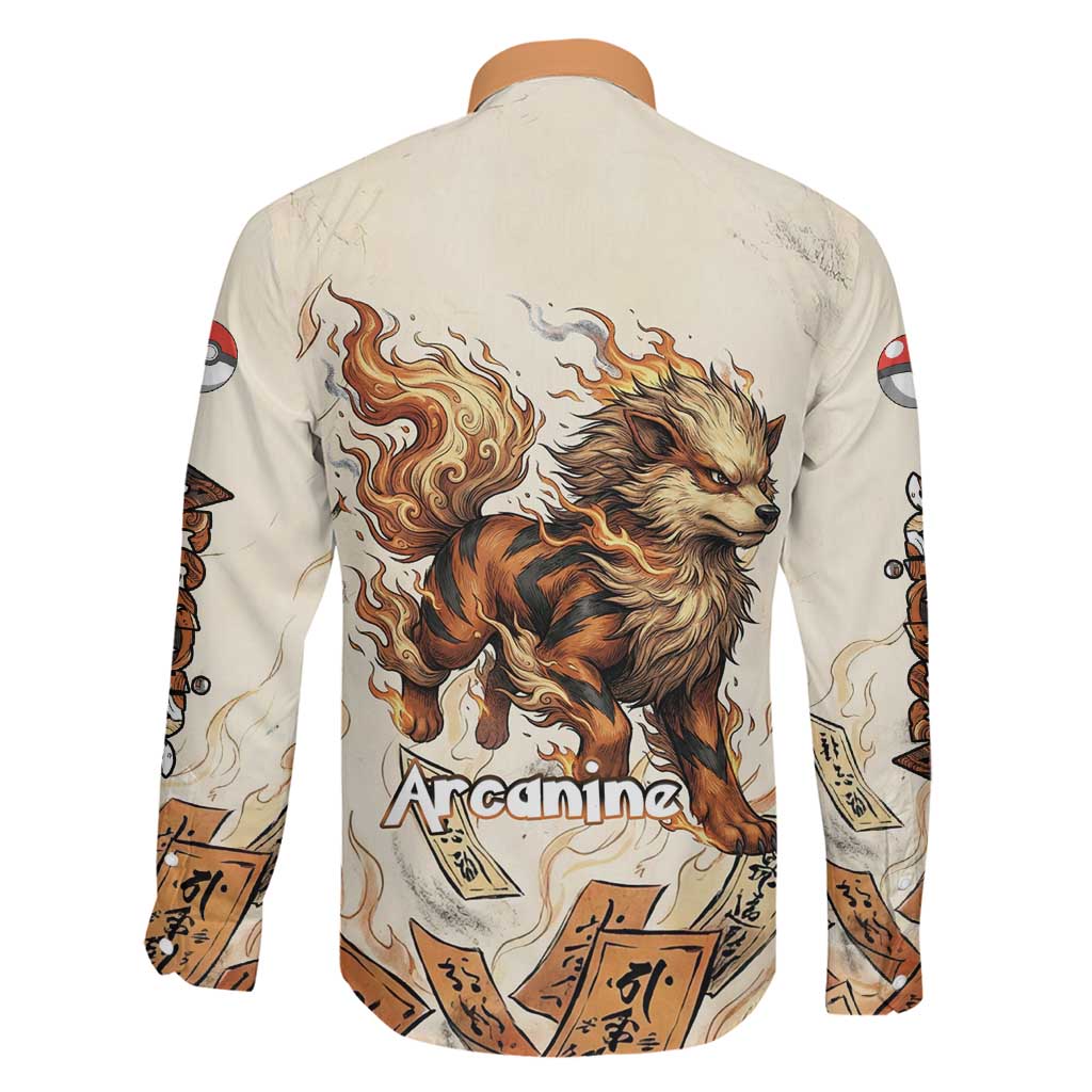 Arcanine Family Matching Summer Maxi Dress and Hawaiian Shirt Japanese Spell Tag Fire Art