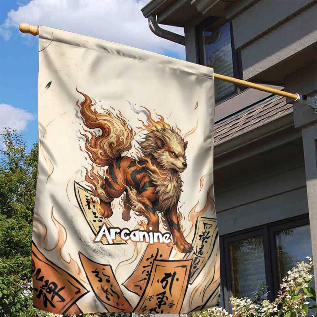 Arcanine Garden Flag Japanese Spell Tag Fire Art