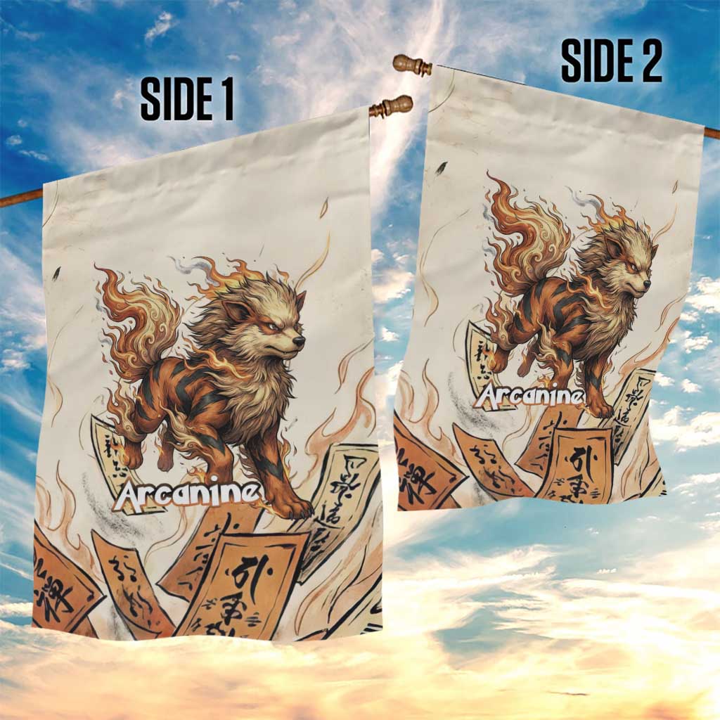 Arcanine Garden Flag Japanese Spell Tag Fire Art