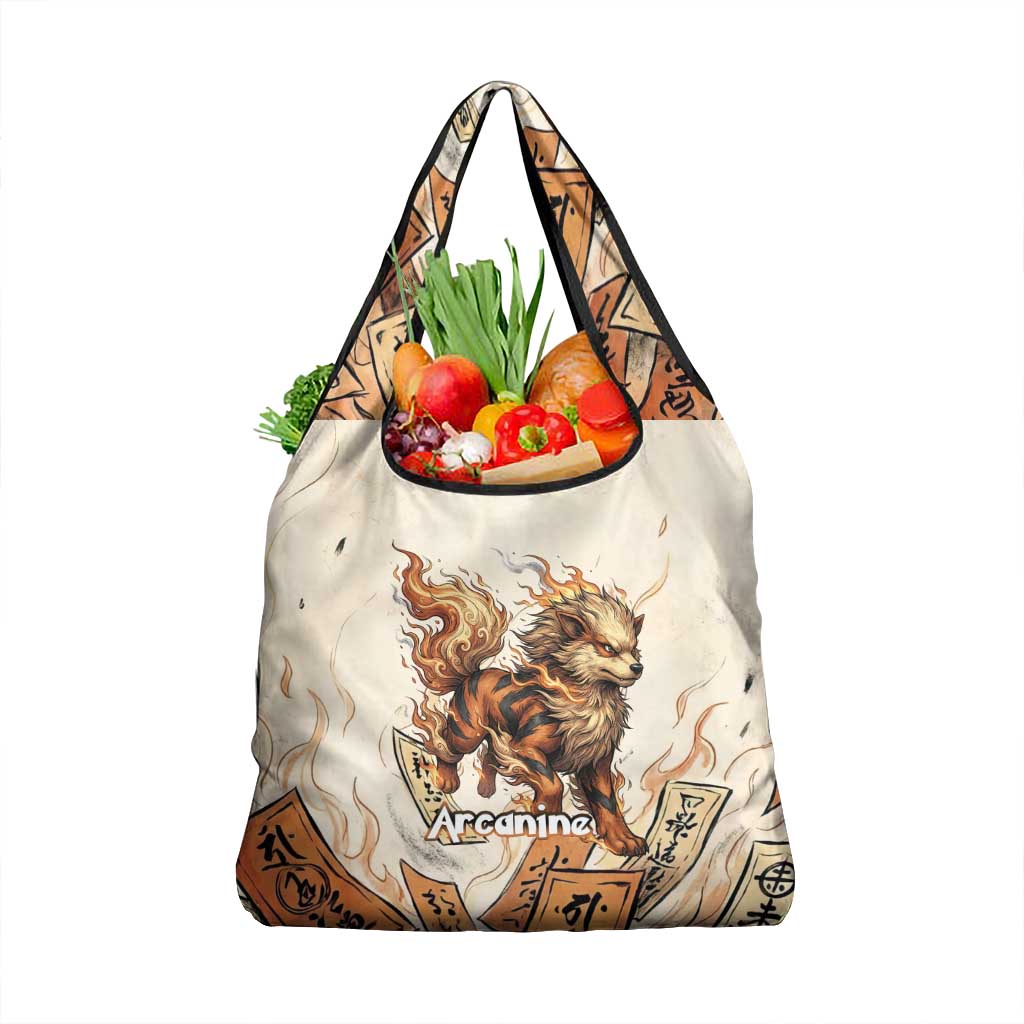 Arcanine Grocery Bag Japanese Spell Tag Fire Art