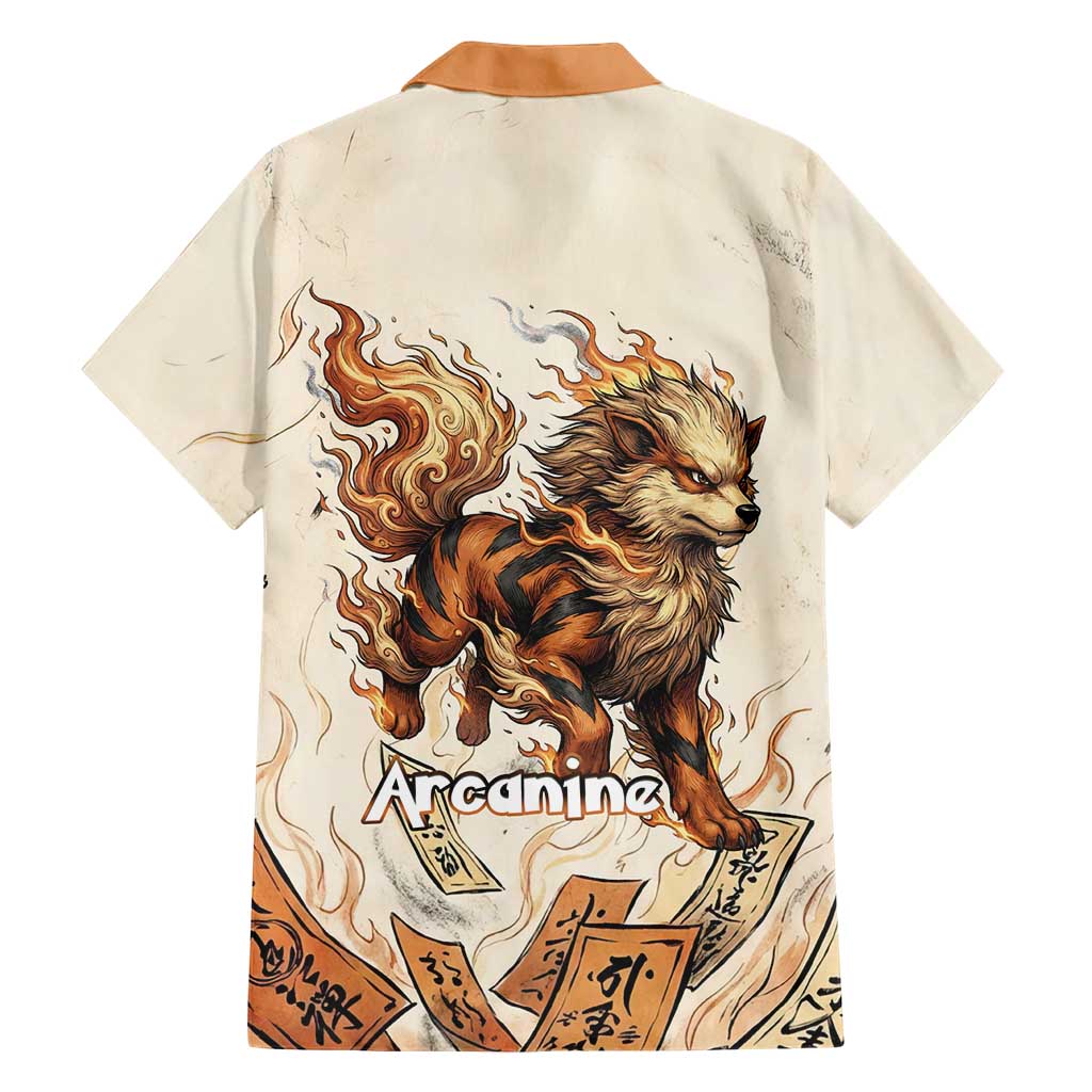 Arcanine Hawaiian Shirt Japanese Spell Tag Fire Art