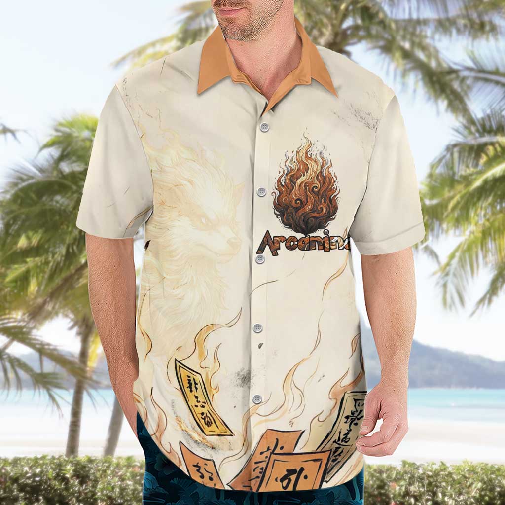 Arcanine Hawaiian Shirt Japanese Spell Tag Fire Art