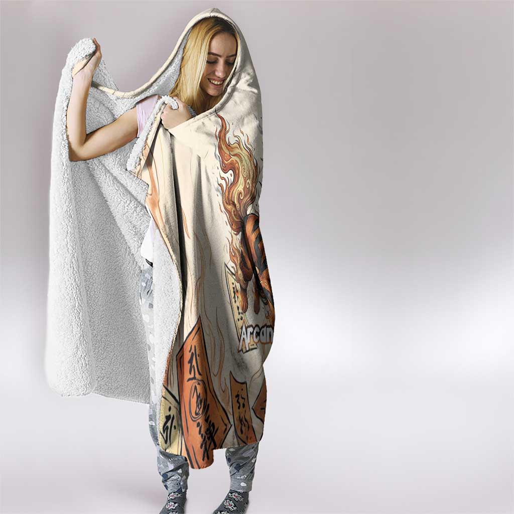 Arcanine Hooded Blanket Japanese Spell Tag Fire Art