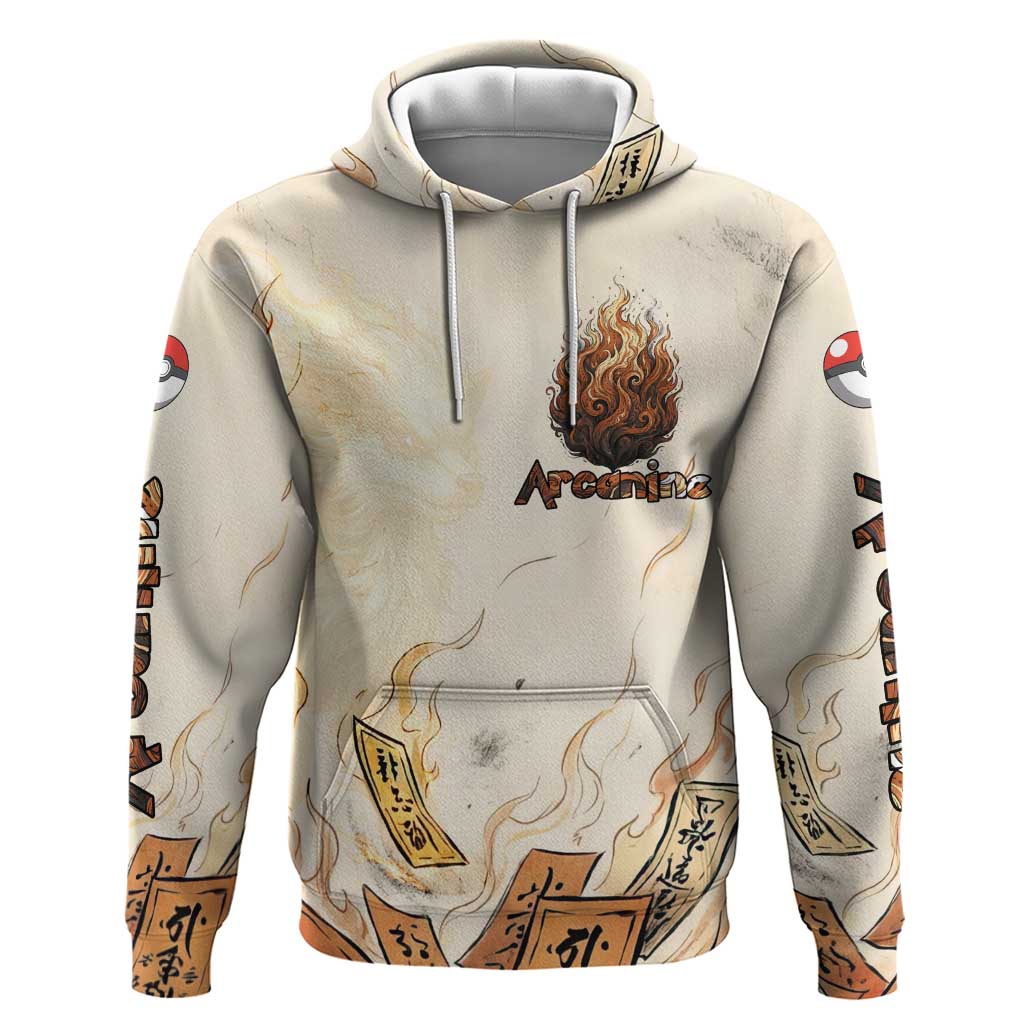 Arcanine Hoodie Japanese Spell Tag Fire Art
