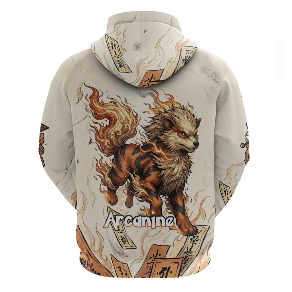 Arcanine Hoodie Japanese Spell Tag Fire Art