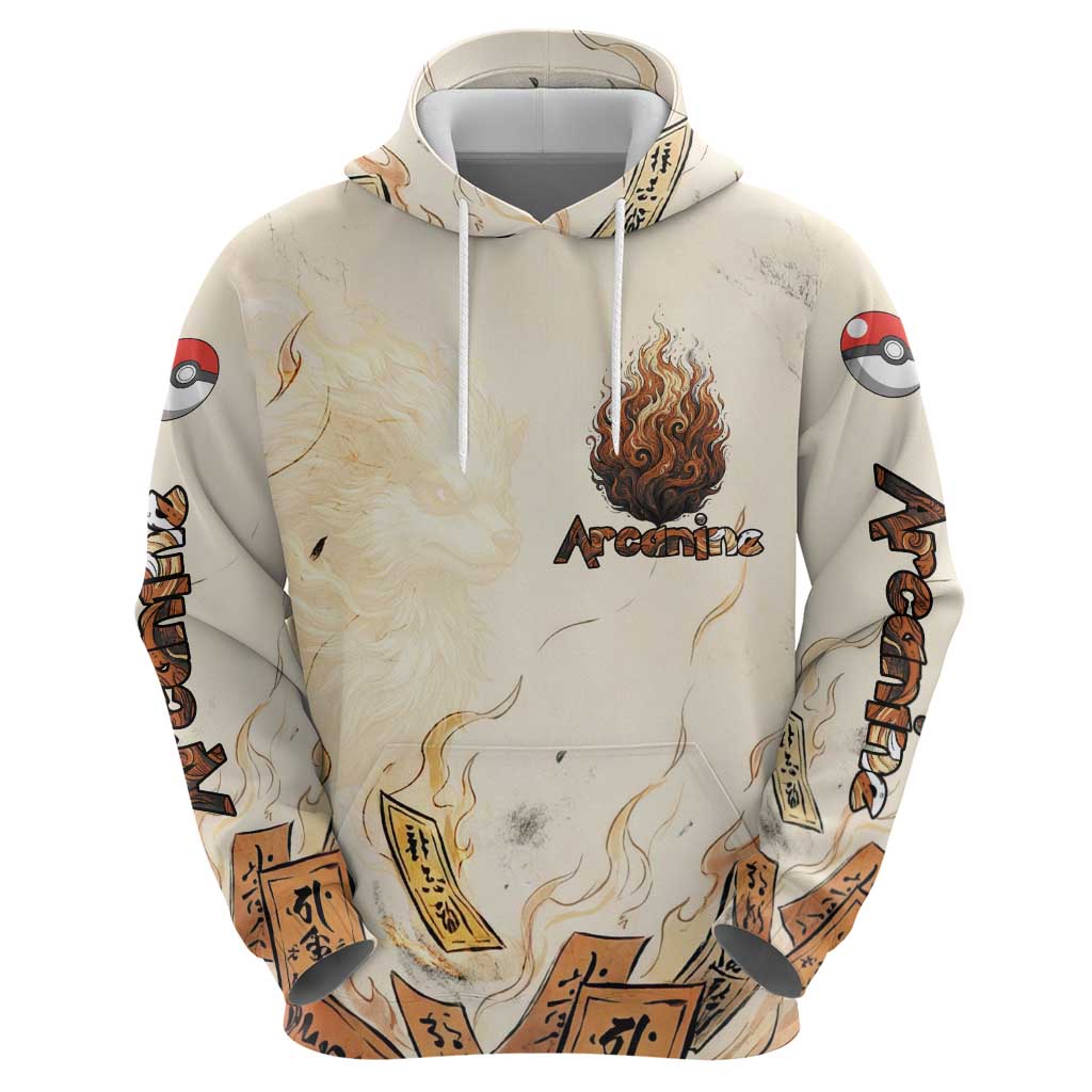 Arcanine Hoodie Japanese Spell Tag Fire Art