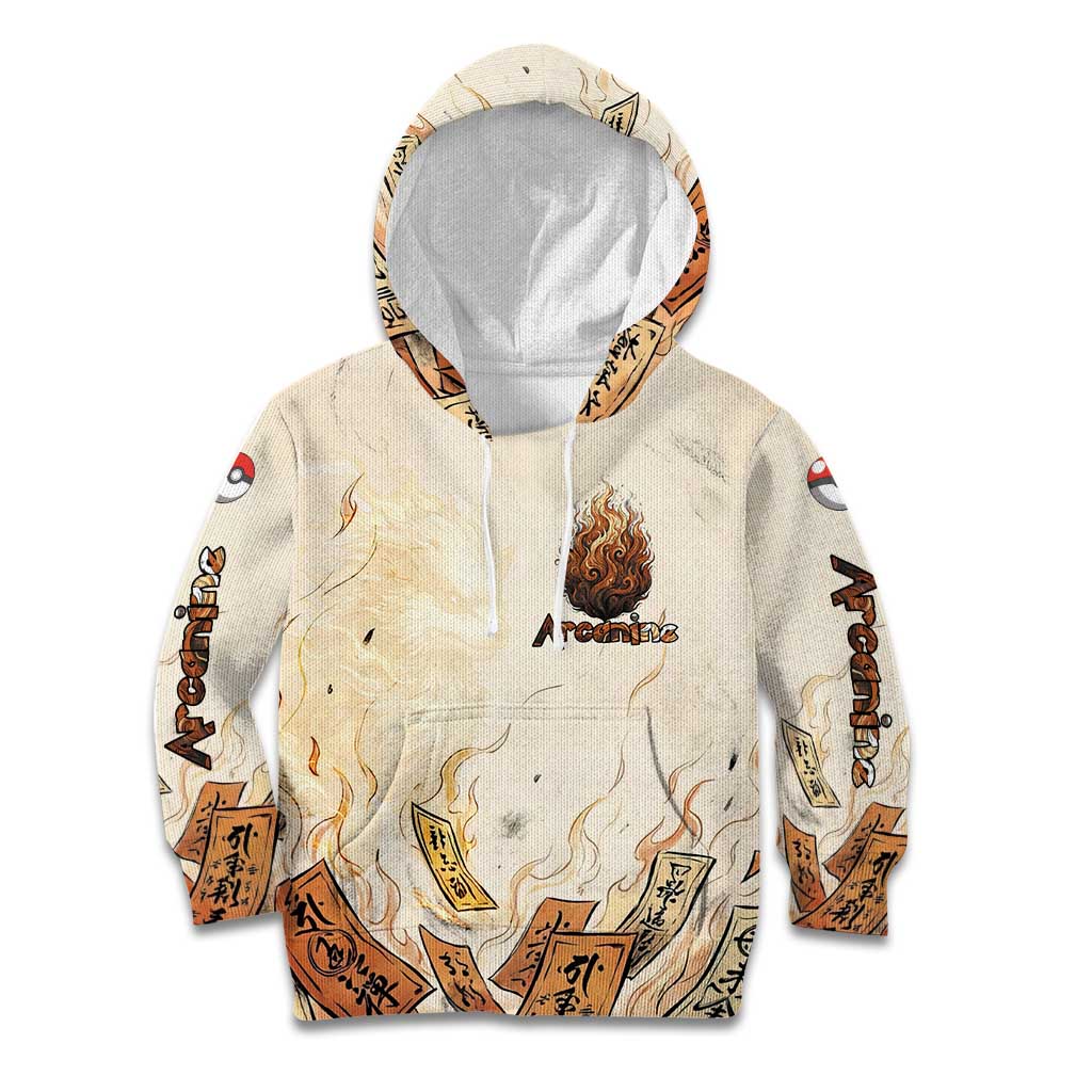 Arcanine Kid Hoodie Japanese Spell Tag Fire Art